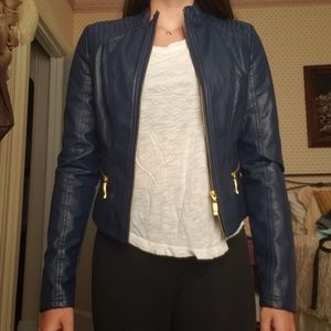 Navy leather jacket